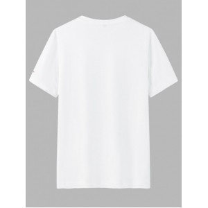 Rundhals Baumwolle T-Shirt mit Buchstabenaufdruck