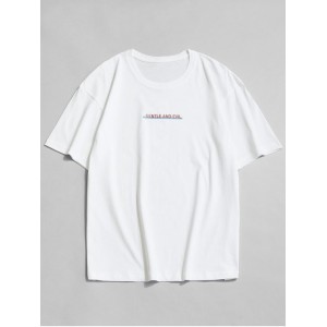 Rundhals Buchstabedruck Slogan T-Shirt