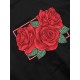 Rose Blumen Graphik Tunnelzug Beutel Taschen Hoodie
