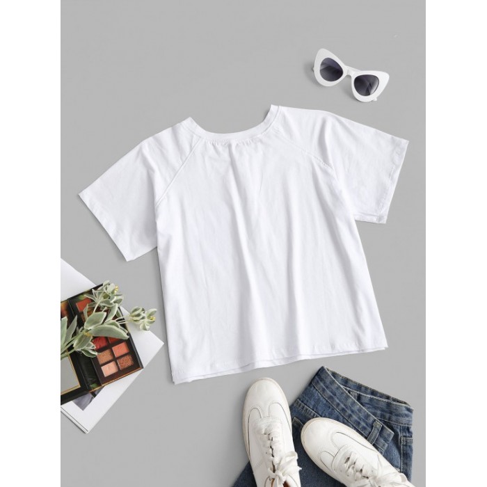 Druckknopf Vorder Tasche Grundlegendes T-Shirt