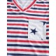 Gestreiftes Sternedruck Taschen Patriotischer T-Shirt