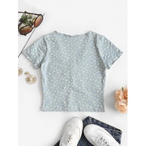Kopfsalat Geflochtenes Ditsydruck Geraffte Baby T-Shirt
