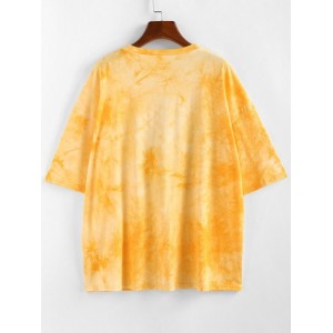 Sonnenblumen Slogan Krawattenfärbende Fallschulter T-Shirt