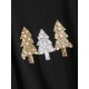 Perlen Pailletten Weihnachtsbaum Sweatshirt