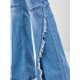 Ausgefranste Überlappung Flare Jeans mit Hoher Taille