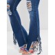 Fransen Betrübte Flare Jeans mit Hoher Taille