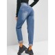 Zerrissene Tapere Jeans mit Hoher Taille