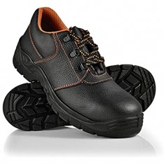 pro.tec] Arbeitsschuhe Gr. 46 Leder S3 Schwarz-Orange Knöcheltief Sicherheitsschuhe Arbeitsschutz Schuhe