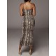 Etuikleid Leopardenmuster Kleider mit Schlangenlederoptik Polyester im sexyen Style Damenmode ärmellos V-Ausschnitt für Sommer und Herbst