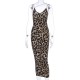 Etuikleid Leopardenmuster Kleider mit Schlangenlederoptik Polyester im sexyen Style Damenmode ärmellos V-Ausschnitt für Sommer und Herbst