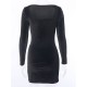 Frauen schwarze figurbetonte Kleider Langarm Polyester Sexy Slim Fit Kleid