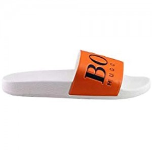 BOSS Sandale SOLAR Slid geformtes Fußbett Logo-Prägung orange