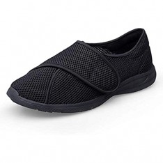 ZR1LZ Verstellbare Sandalen Weite Schuhe übergroße Schuhe EIN Pedal Klettschuhe Ödemschuhe-Black_40