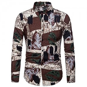 UJUNAOR Herren T-Shirt Herbst Winter Casual Langarm Bluse Bedrucktes Revers Shirt Top
