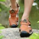 URVIP Herren Sport Sandalen Atmungsaktiv Outdoor Sommer Fischer Wandern Schuhe Geschlossener Toe Leder Faule Schuhe
