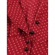 Burgunderrot mit Polka-Tupfen 50er jahre mode und Knöpfen ärmellos V-Ausschnitt Polyester im eleganten Stil knielang