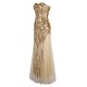 Goldenes Pailletten Kleid trägerlos formalen langes Abendkleid Partykleid charleston kleid 20er jahre kleid
