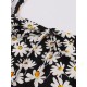 Vintage Kleid 1950er Jahre ärmellose Träger Halsbögen geknotet ärmellose Blumendruck Rockabilly Retro Swing Kleid