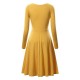 Vintage Kleider Gelb Langarm 50er jahre mode mit Rundkragen Polyester-Baumwolle im casualen Stil mittellang