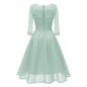 Vintage Kleider Lila 50er jahre mode Spitze 3/4 Ärmel Rockabilly kleid mit Rundkragen Kleider für Frühling und Herbst Damenmode