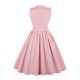 Vintage Kleider Rosa mit Knöpfen 50er jahre mode Rockabilly kleid ärmellos Kleider V-Ausschnitt Baumwolle im eleganten Stil Damenmode für Sommer