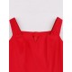 Vintage Kleider Rot 50er jahre mode mit Falten Baumwolle Rockabilly kleid ärmellos Kleider und Trägern und figurbetonendem Design Damenmode