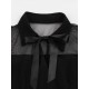 Vintage Kleider Schwarz 50er jahre mode mit Schleife Spitze Rockabilly kleid 1/2 Ärmel Kleider und Umlegekragen und figurbetonendem Design Damenmode