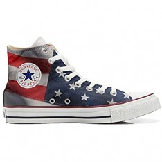 Unbekannt Sneaker All American USA - Base Type Star Unisex - Print Vintage 1200dpi - Italian Style - personalisierte Schuhe (Handwerk Produkt) mit American Flag (USA)