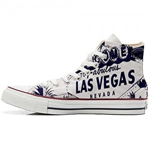 Unbekannt Sneaker All American USA - Base Type Star Unisex - Print Vintage 1200dpi - Italian Style - personalisierte Schuhe (Handwerk Produkt) Las Vegas