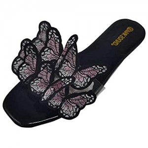 Damen Sommer Mode Schmetterling Flip Flops Strand Sandale Schuhe für Wedge Bequeme Sommerschuhe Offen Strandschuhe Hauschuhe（Rosa 37）