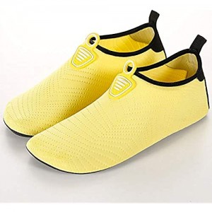 KDOAE Damen-und Herren-Wasserschuhe Frauen Soft Bottom Tauchen Außen Fluss Waten Enthäutete Schwimmen Laufband Schuhe Schnorcheln Schuhe Strandschwimmen (Color : Yellow Size : 44-45)