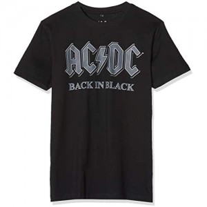 AC/DC Herren T-Shirt Back in Black Tee, Merchandise Band Shirt für Männer mit ACDC Logo-Print, Größen XS - XXL