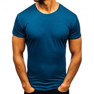 BOLF Herren T-Shirt Einfarbig mit Rundhalsausschnitt Kurzarmshirt Top Figurbetont Tee O-Neck Basic Männer Kurzarm Sportswear Crew Neck 3C3