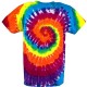 GURU SHOP Regenbogen Batik T-Shirt, Herren Kurzarm Shirt, Baumwolle, Rundhals Ausschnitt Alternative Bekleidung
