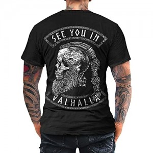 Trillest Gear See You in Valhalla Tshirt Vikings Ragnar Skull Odin Celtic Runen