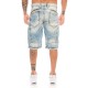 Cipo & Baxx Herren Denim Capri Jeans Shorts Kurze Bermuda Hose Mit Dicken Kontrast Nähten Blau