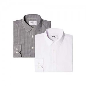 find. Herren 2 Pack Regular Shirt Businesshemd, Mehrfarbig (Gingham Black / White), XL (Herstellergröße: 16.5)