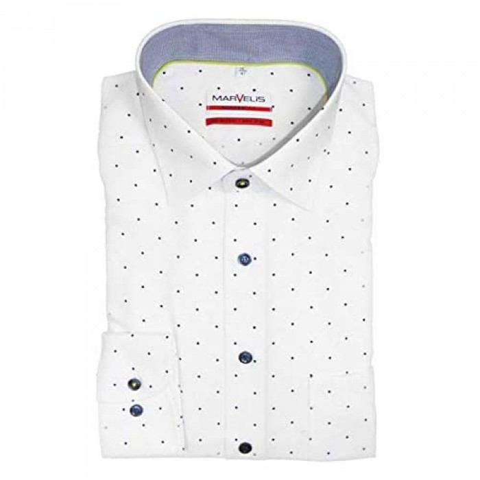 Marvelis Hemd Modern Fit weiß gepunktet auch Übergröße 7229.44.00