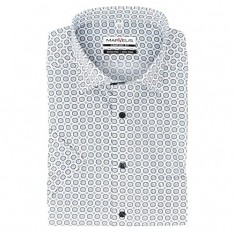 Marvelis Herren Businesshemd Comfort Fit Under Button Down Kurzarm Muster Blau/Weiß