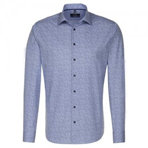 Seidensticker Herren Businesshemd Tailored Langarm blau mit Kent-Kragen