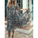 Boho Kleid mit V-Ausschnitt, kurzen Ärmeln, Blumendruck, übergroßes Strandkleid