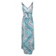 Maxi Kleid 2021 ärmelloses Cut Out Verknotet in blau gedrucktes Sommer Kleid