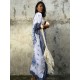 Übergroß Boho Kleid 2021 V-Ausschnitt Gedruckt Split Sommer Kleid