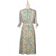 Damen Sommerkleid V-Ausschnitt Blumendruck Schnürung Green Beach Kleid