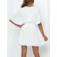 Sommerkleid V-Ausschnitt Kleines weißes Kleid Spitzeneinsatz-Sommerkleider