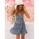 Sommerkleider Blau Damenmode mit Trägern gemischten Baumwollen im Boho-Style Kleider und figurbetonendem Design Sommerkleid und Print