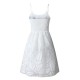 Sommerkleider kurz Damenmode Weiß Polyester Kleider und Trägern ärmellos und Rüschen Sommerkleid
