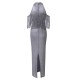 Graue Partykleider für Frauen Jewel Neck Cut Short Sleeves Sheer Semi Formal Dress