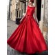 Maxikleid Rot Sommerkleider lang ärmellos mit Rundkragen Damenmode maxi kleid Polyester und rückenfreiem Design und Schleife für Sommer Kleider