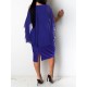 Partykleider Blue Jewel Neck Strasssteine Ärmelloses, geschichtetes, halbformales Kleid mit Etuikleid